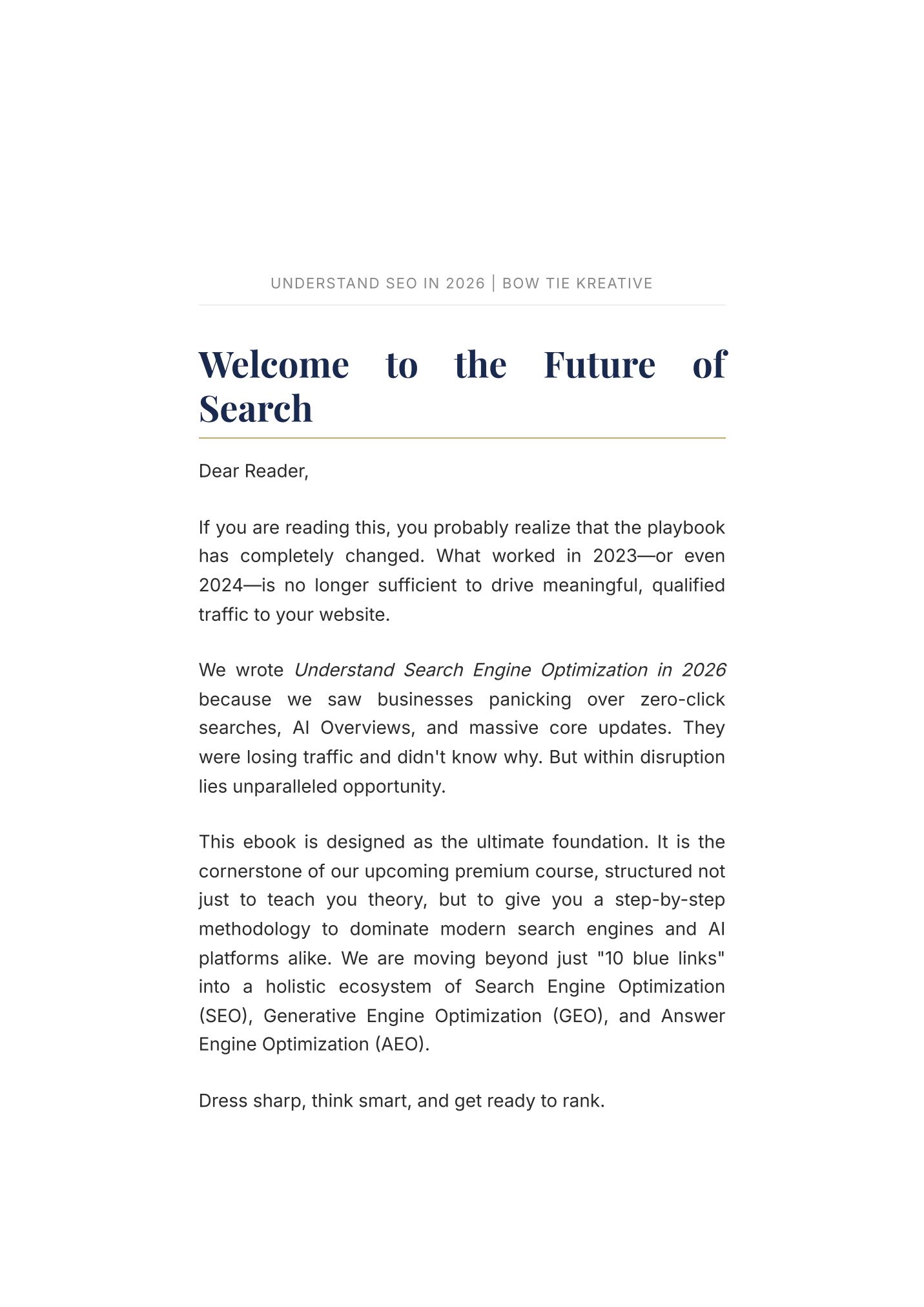 Manual page — Welcome letter